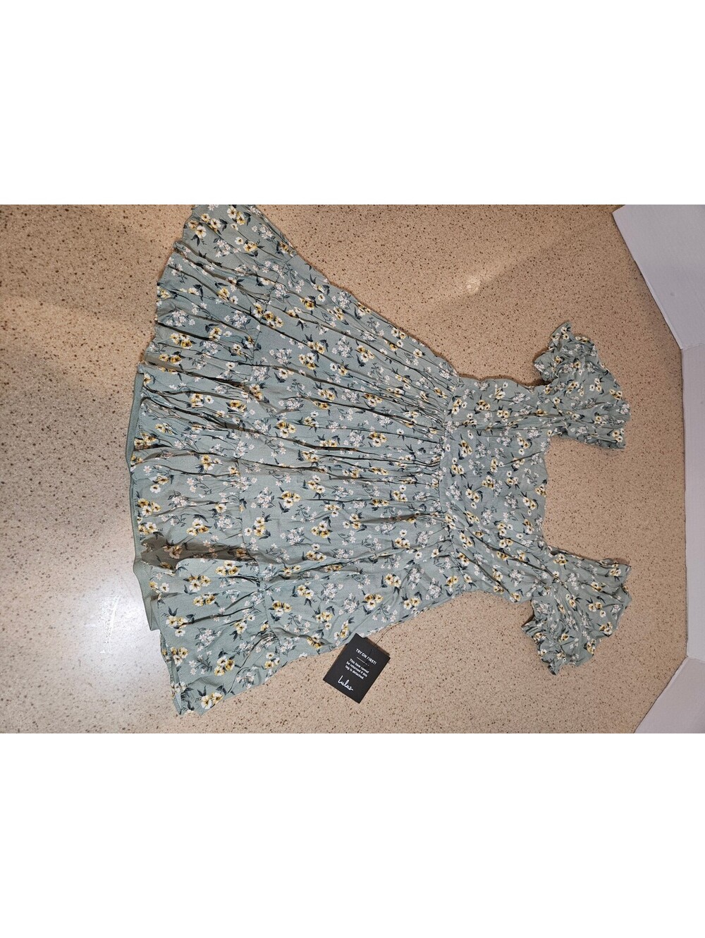 Lulus sage floral off shoulder dress